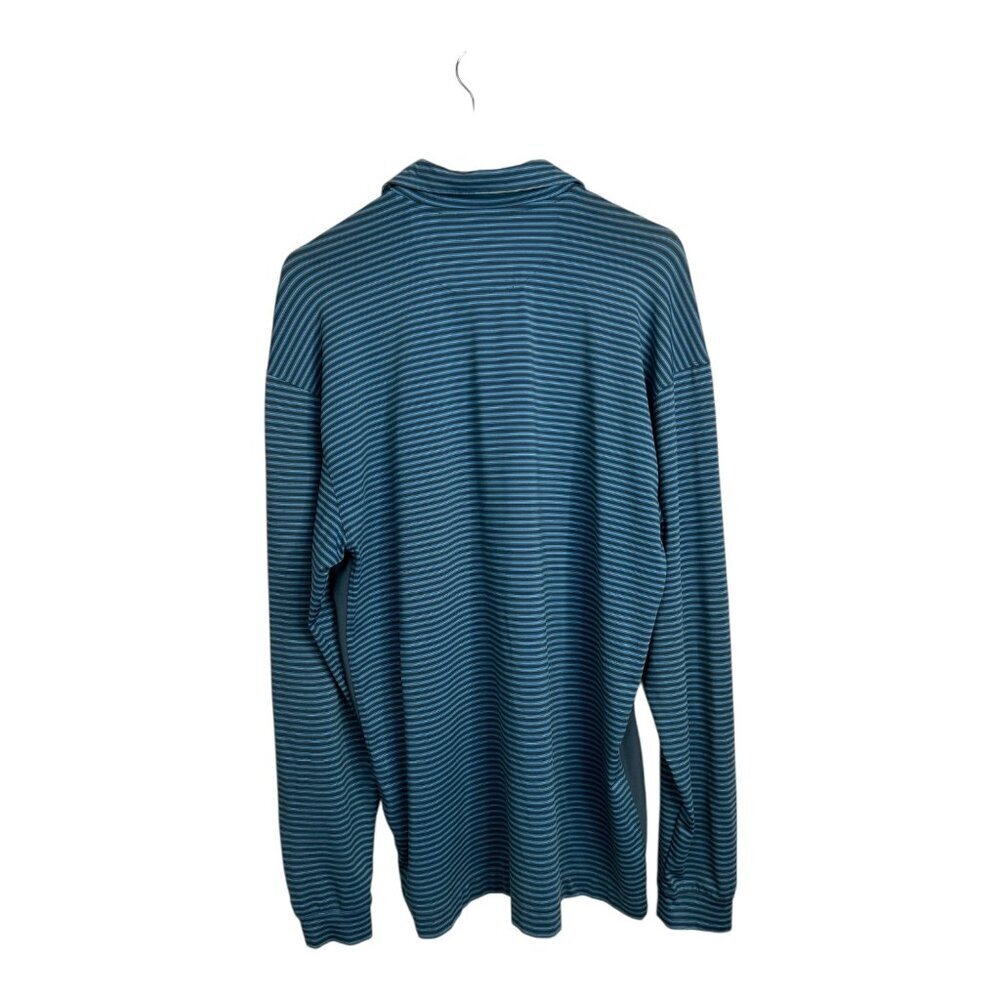 Nike Fit Dry Golf Men's Green Striped Pullover Polo Size‎ Large Outdoor Preppy - Picture 2 of 8